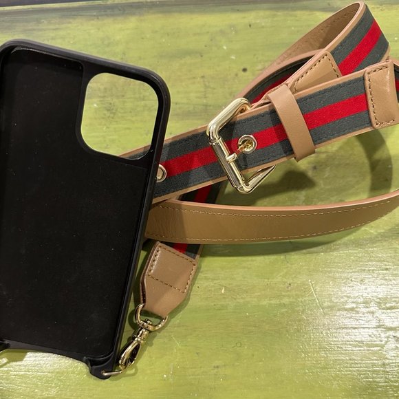 KIMBERLY Smoother Leather Crossbody Bandolier in Tan/Gold (12 Pro Max) - Picture 3 of 3